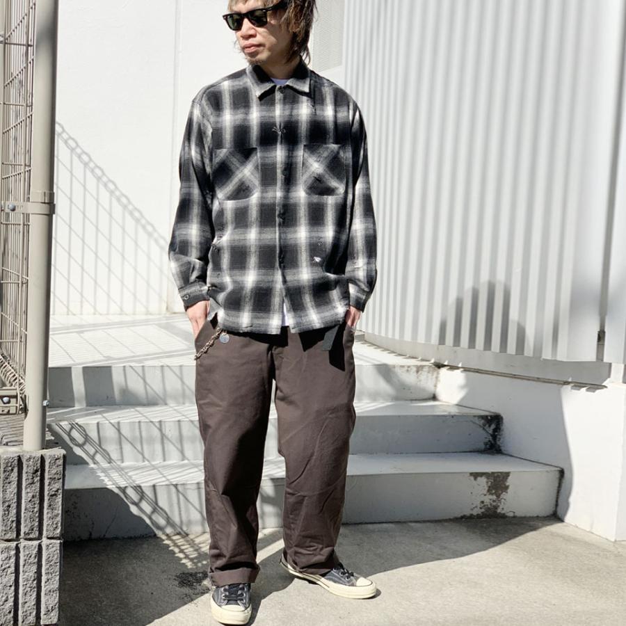 ダンリバー DAN RIVER オンブレチェックシャツ ネルシャツ WORN-OUT