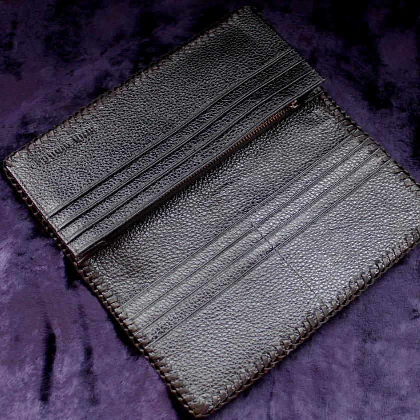 スティングレイ・エイ革長財布/キャビアブラック/ブラックレース編み