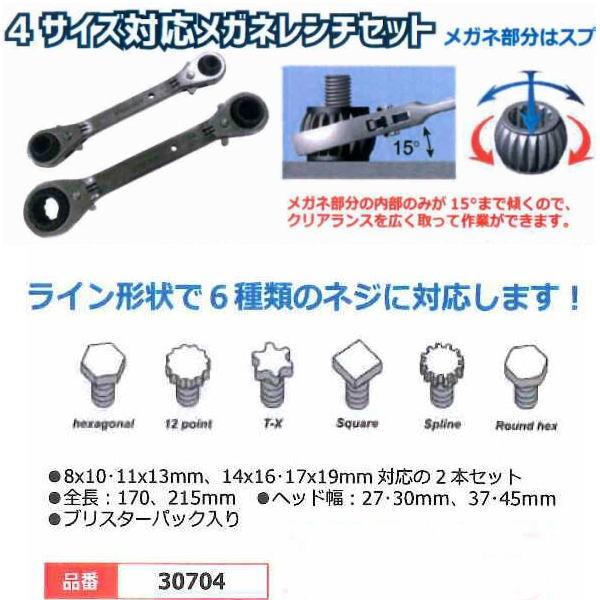 シグネット 4サイズ対応メガネラチェットレンチ2本セット 30704