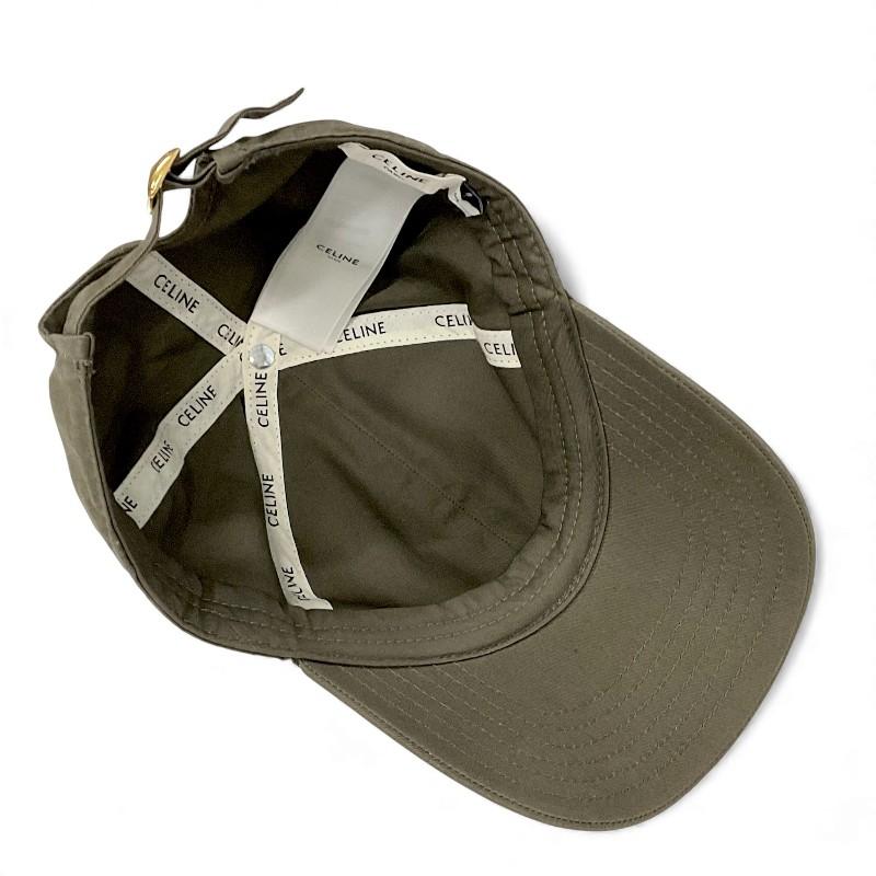 CELINE（セリーヌ） キャップ 帽子 コットン カーキ ホワイト ゴールド