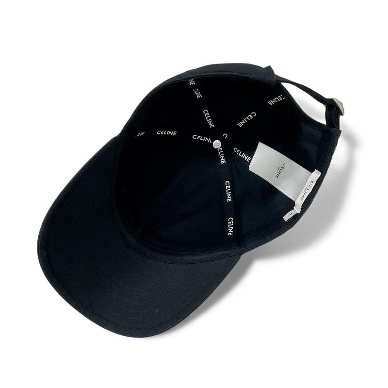 CELINE（セリーヌ） キャップ 帽子 コットン ブラック ホワイト Cロゴ