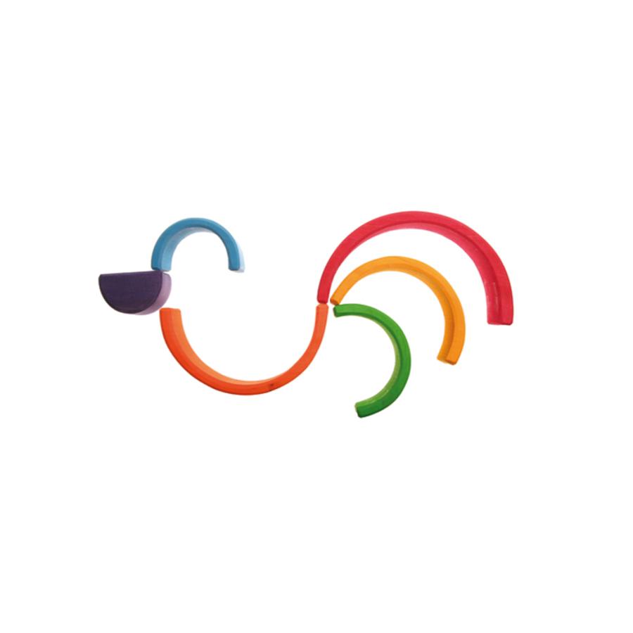 グリムス社 アーチレインボー 小 虹色 トンネル 積み木 木のおもちゃ