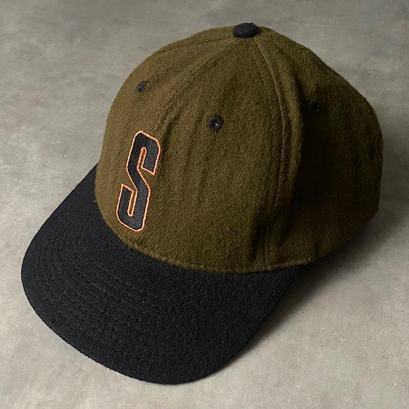 80's STUSSY LOGO WOOL CAP MADE IN USA ONESIZE/SAGEGREEN 80年代