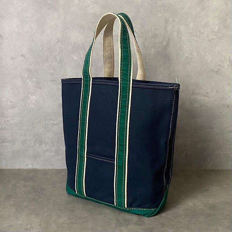 80'S L.L.BEAN Deluxe Tote Bag TALL SAIZE NAVY/GREEN 80年代