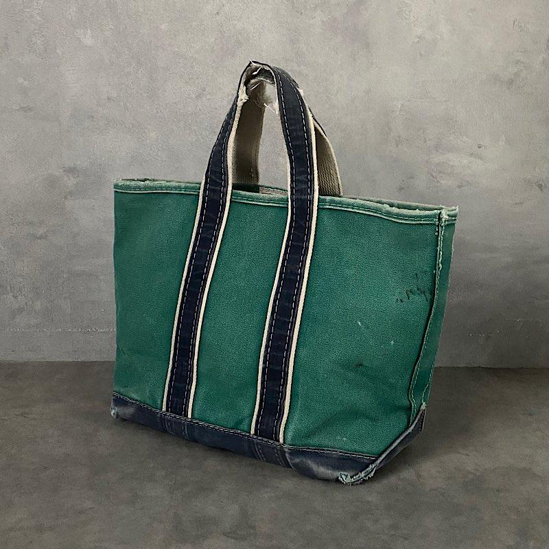 80's L.L.BEAN Deluxe Tote Bag MEDIUM GREEN/NAVY Made in USA 80年代