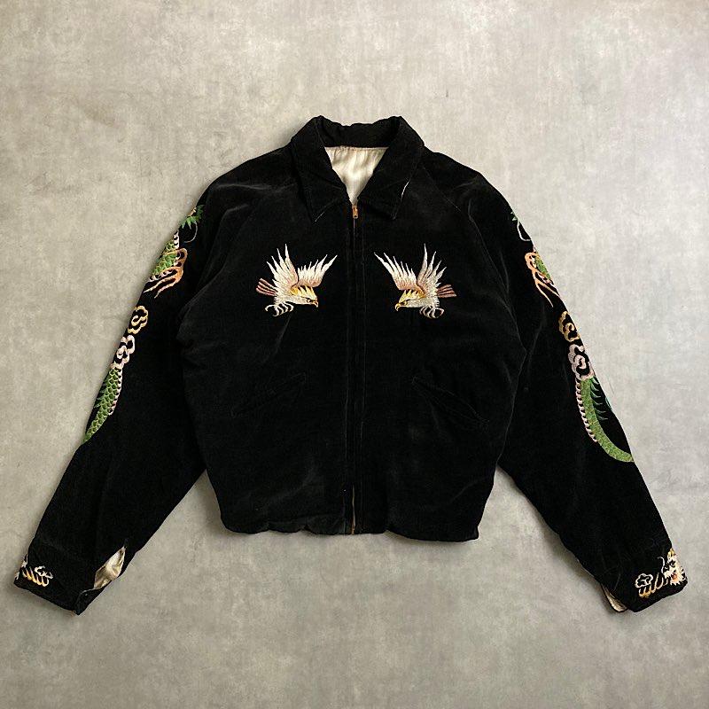50's JAPAN SOUVENIR Reversible Jacket BLACK VELVET 50年代