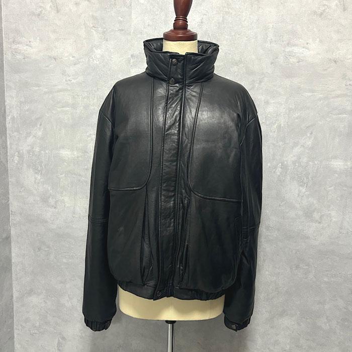 80'S EDDIE BAUER Leather Down Jacket M/BLACK 80年代 エディバウアー