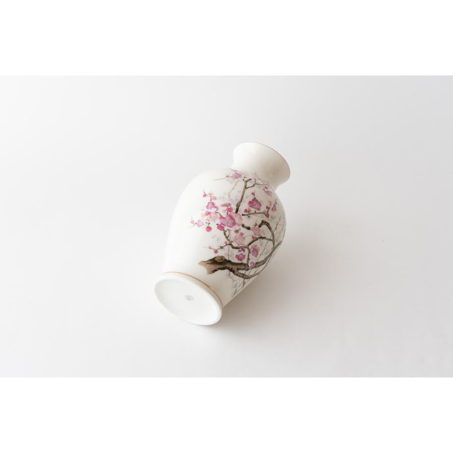 仏間 花瓶 壺型 梅に鳥 10号 陶器 華やか 30.5センチ 1尺 伝統的 花器