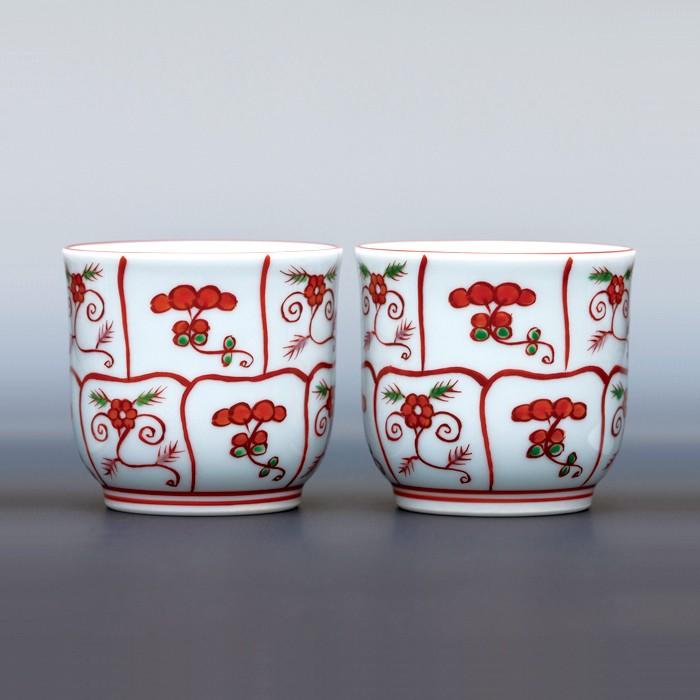 仏具 おしゃれ 御茶湯器 セット 赤絵なずな紋 桐箱入 源右衛門窯