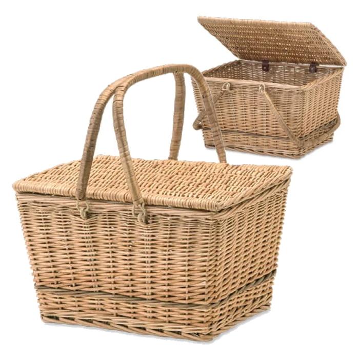 送料無料 収納かご 蓋付きバスケット 介護カゴ 柳のふた付き編みカゴ