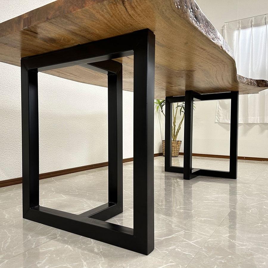 一枚板用脚 ダイニングテーブル脚 ブラック 座卓可能 2本セット 5cm角