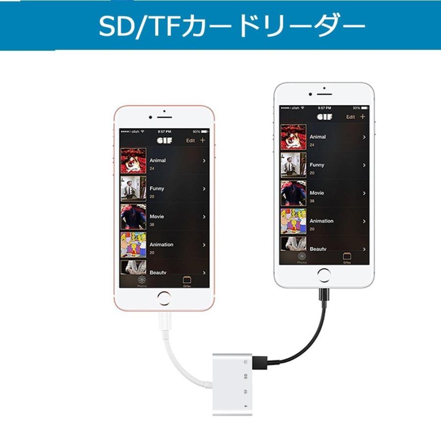 SDカードリーダー 4in1 Lightning USB 3カメラ アダプタ iPhone iPad
