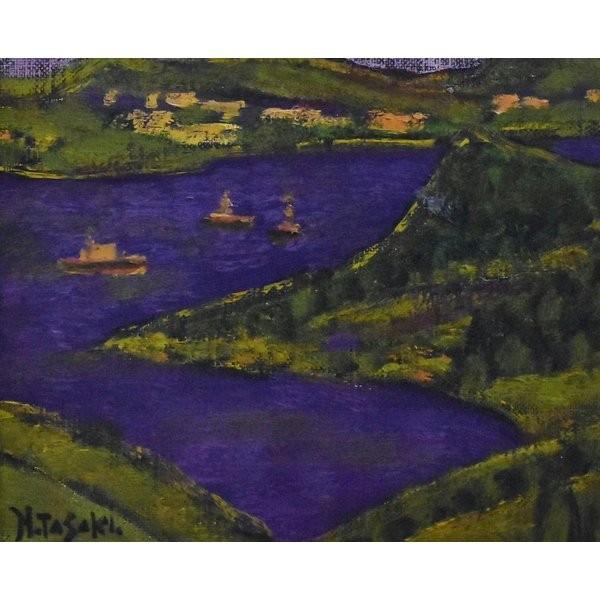 田崎広助 「箱根の富士」 風景画 油彩 F6号 田崎広助鑑定登録会証書