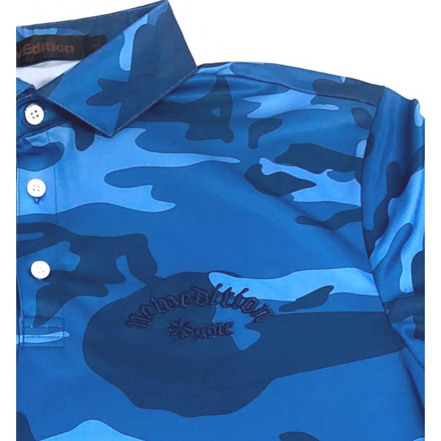 ゴルフウェア メンズ ゴルフシャツ ストレッチ 半袖 プリントシャツ 夏