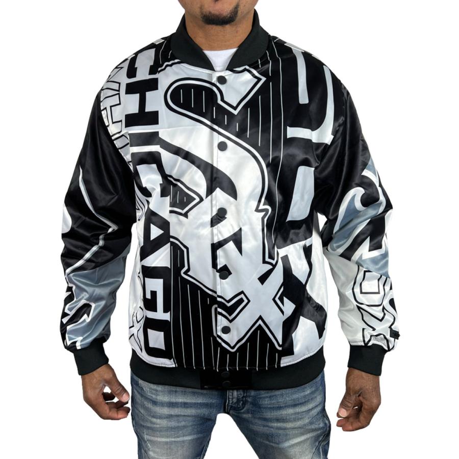 ホワイトソックス サテン ジャケット スタジャン WHITE SOX 白 黒