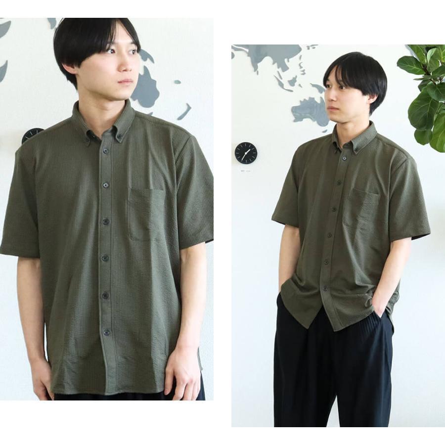 アトリエ365 シアサッカー ニットシャツ ノーアイロン ストレッチ 半袖