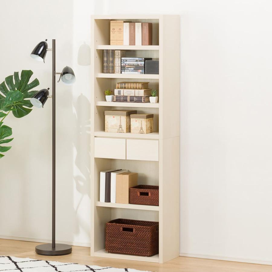 ニトリ（NITORI） オープン本棚(カゼラ60 WH) 引き出し付き 書棚