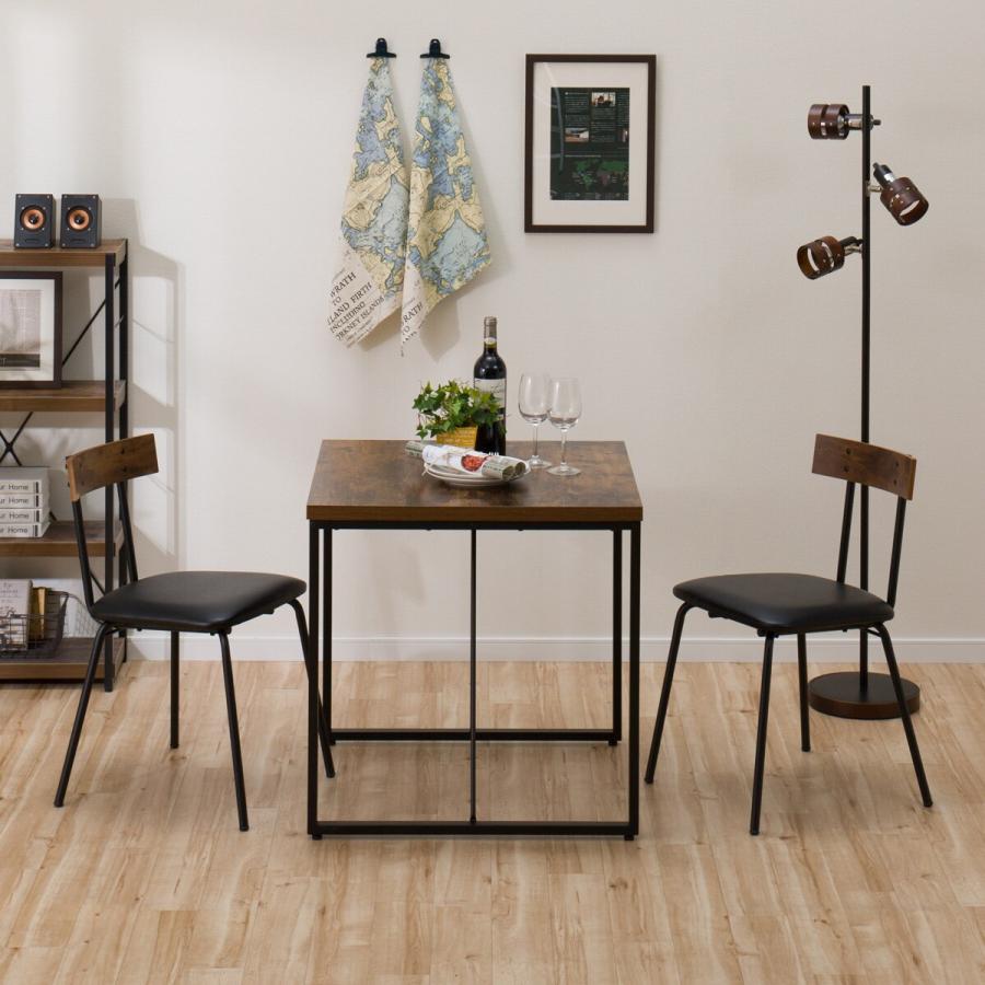 ニトリ（NITORI） 幅70 ダイニングテーブル3点セット(DTステイン70MBR