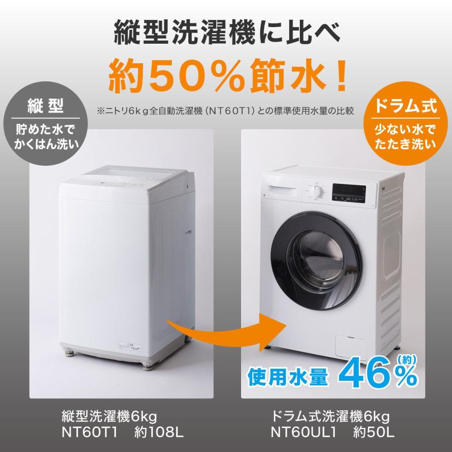 ニトリ（NITORI） 【家電2点セット】6kgスリムドラム式洗濯機 (乾燥