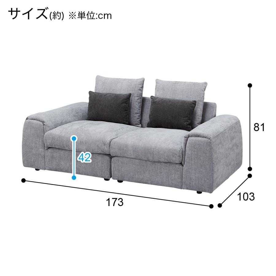 ニトリ（NITORI） 2人掛け布張りセパレートソファ(LB04 LGY) ニトリ