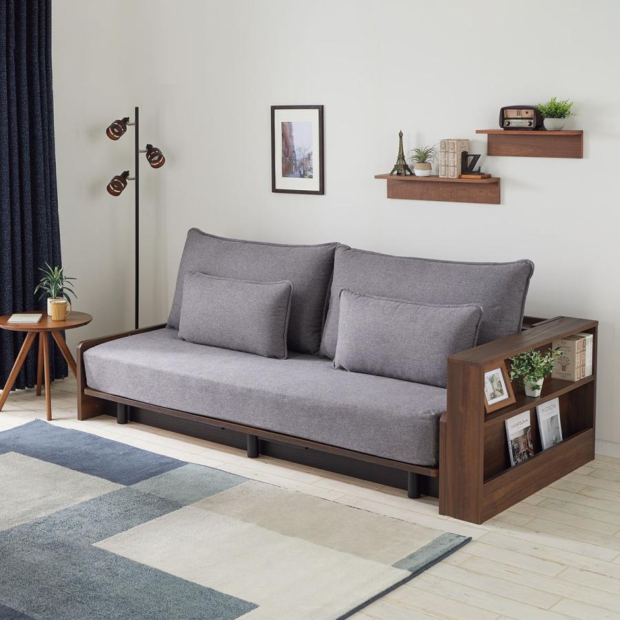 ニトリ（NITORI） 3Way ベッドソファセット＋サイドラック付き(B2 MGY