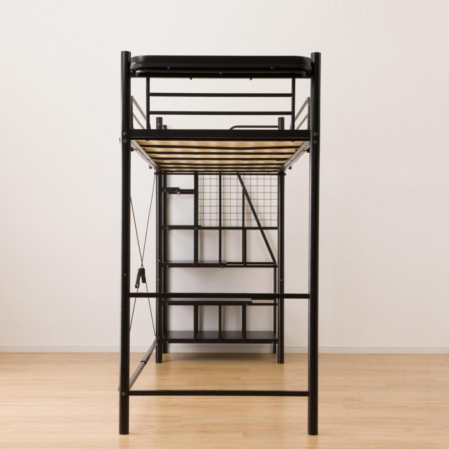 ニトリ（NITORI） 高さ2段階式階段付きロフトベッド(LB03 階段幅43cmBK