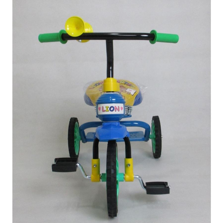 三輪車 豆ダッシュ ちょっと大きめ 人気のライオン柄 幼児 青 ブルー