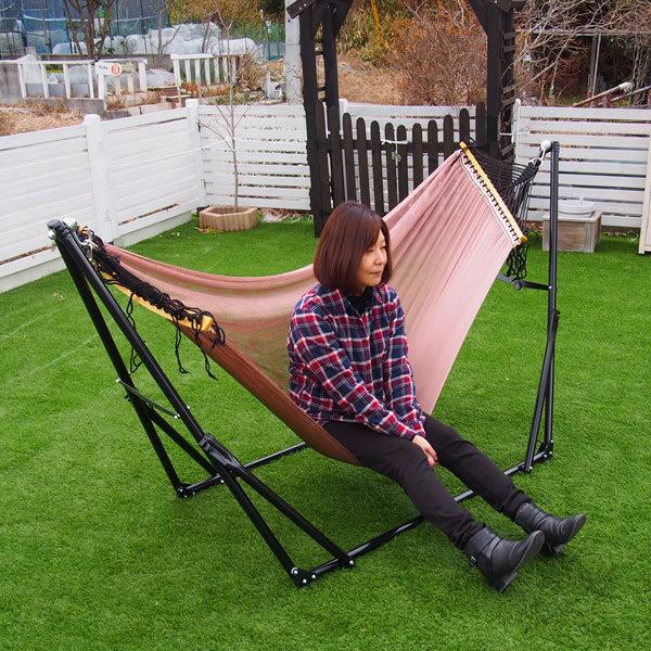 3way ハンモック 自立式 メッシュタイプ 本体色：ブラック メッシュ