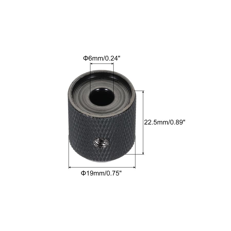 uxcell ギターベースドームノブ 黒シェルトップ 6mm 黒メタル