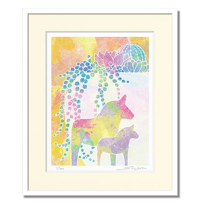 絵画 馬 静物画 インテリア 壁掛け 版画 アート 玄関 おしゃれ 額入り