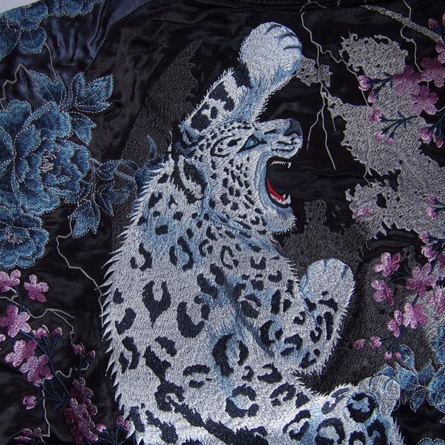 絡繰魂 粋 ユキヒョウ桜牡丹 スカジャン リバーシブル 243022 身頃