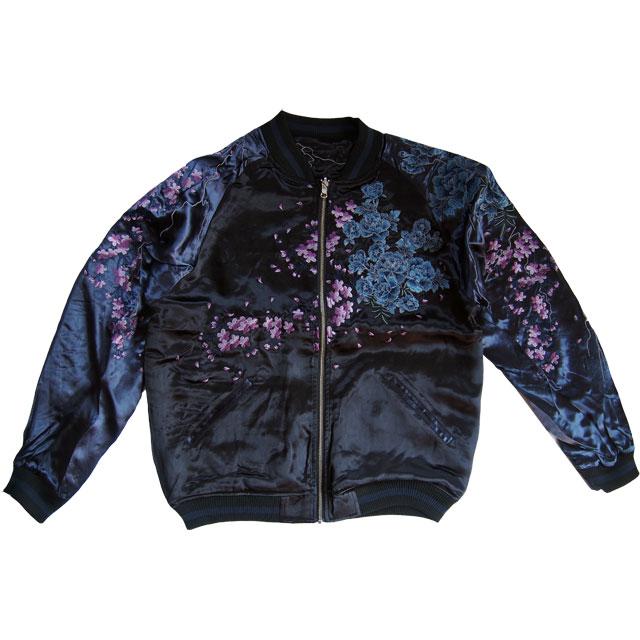 絡繰魂 粋 ユキヒョウ桜牡丹 スカジャン リバーシブル 243022 身頃