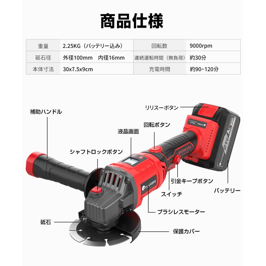 バッテリー付き 】充電式 グラインダー ディスクグラインダー サンダー
