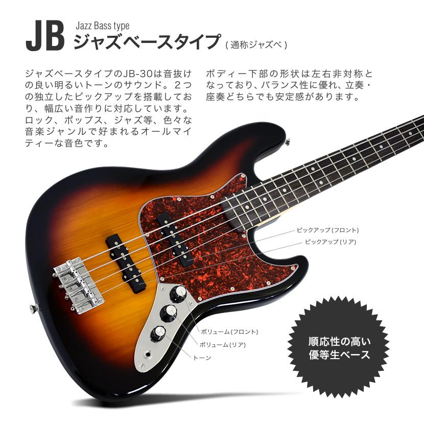 SELDER エレキベース 左利き用 JB-37LH/PB-37LH 13点初心者セット