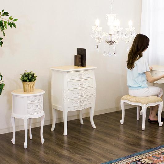 椅子 スツール 猫脚スツール 白 ネコ脚 ロココ調チェア カフェ 姫家具