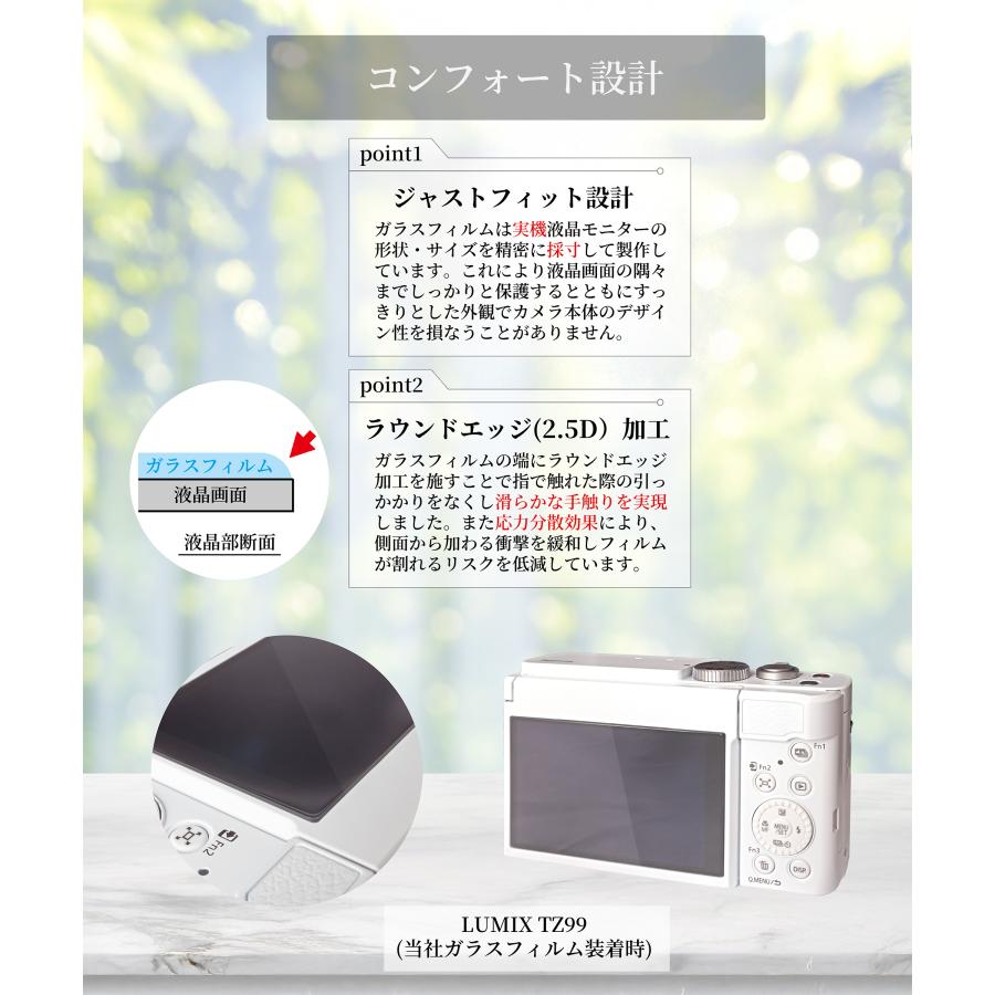 LUMIX Panasonic TZ99 専用 ガラスフィルム 液晶 保護 硬度9H【 2枚