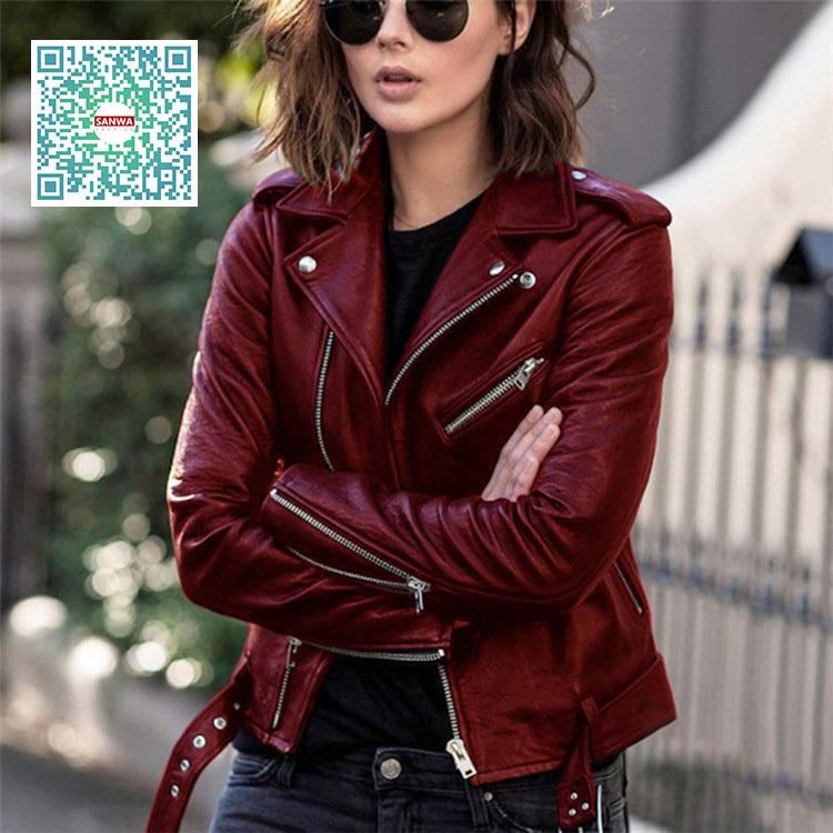レディース革ジャン 秋冬 レザージャケット スリム ライダース