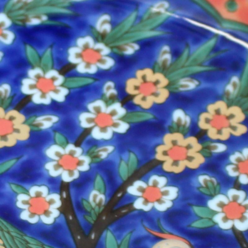 大皿 トルコ IZNIK モザイク タイル 飾り皿 青い花柄 高級食器