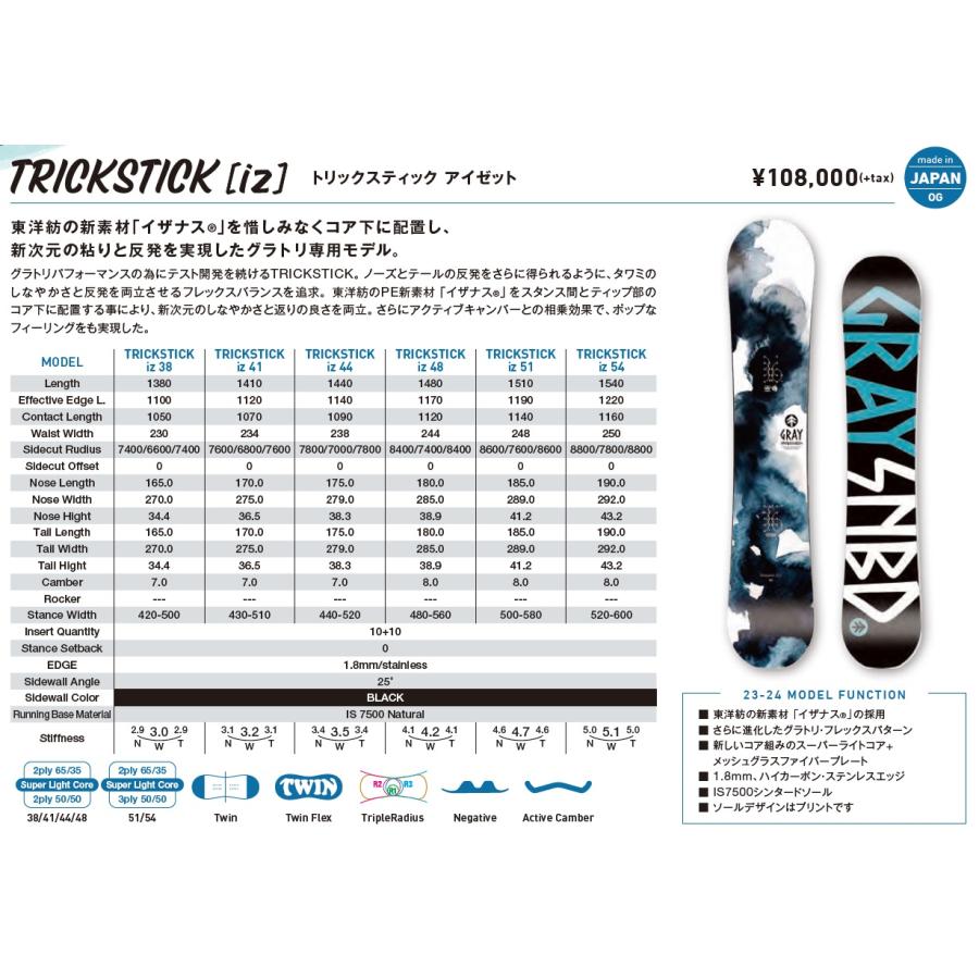 GRAY SNOWBOARDS グレースノーボード グラトリ 23/24 TRICKSTICK