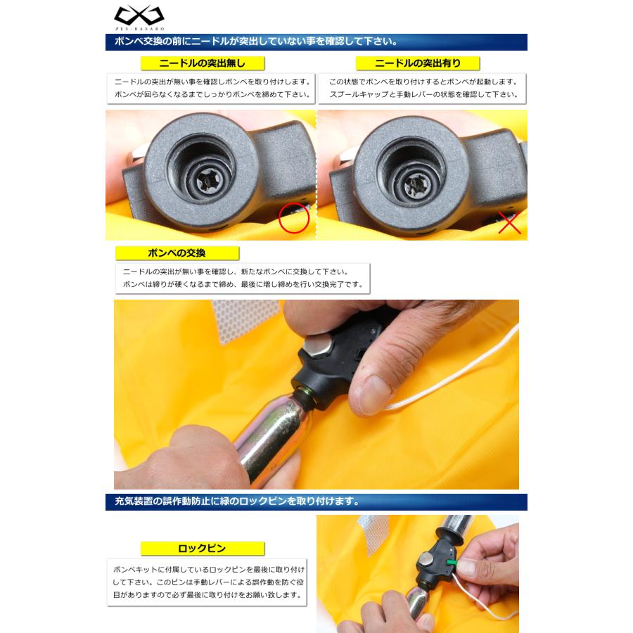 BASARO ライフジャケット 釣り CE認証 救命胴衣 腰巻タイプ 手動膨張式