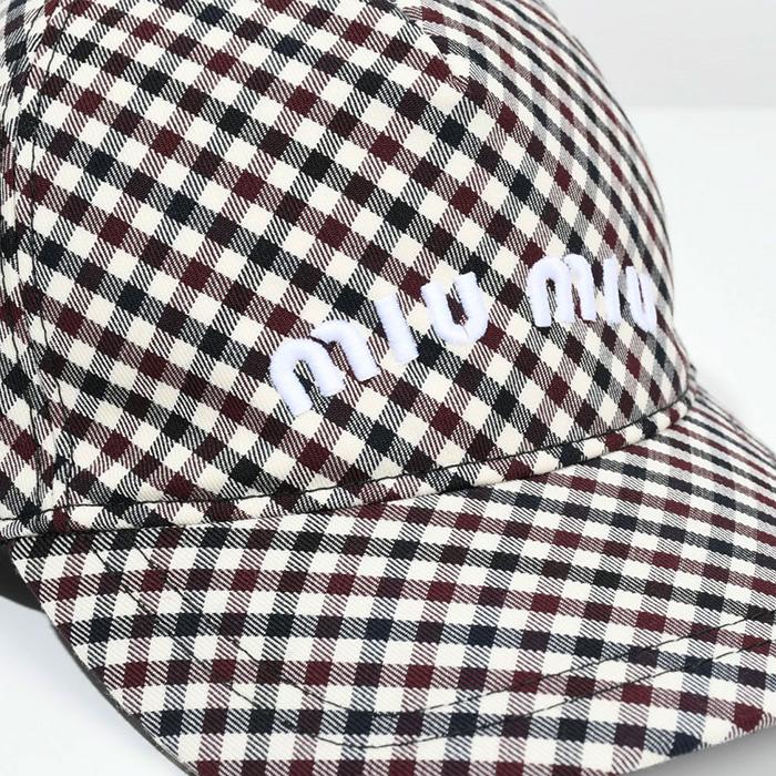 miu miu（ミュウミュウ） キャップ ギンガムチェックベースボールCAP