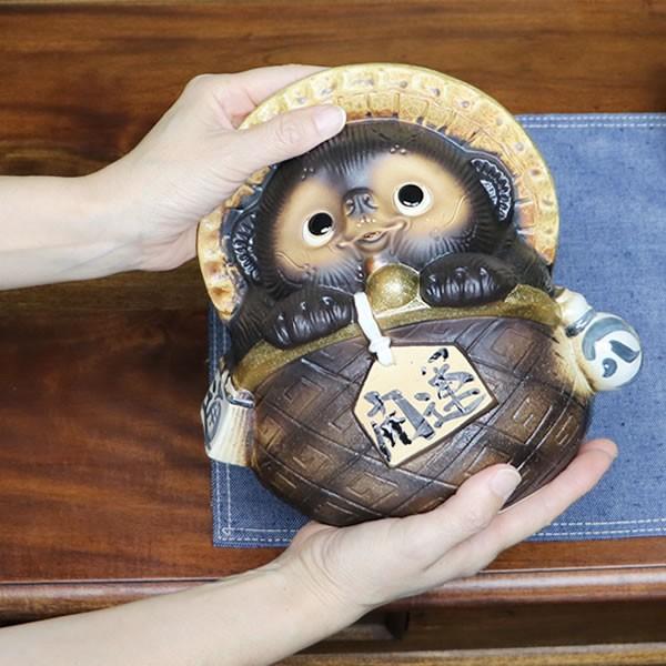 信楽焼 7号ガマグチ狸(茶色) たぬき タヌキ 狸 開運 縁起物 可愛い