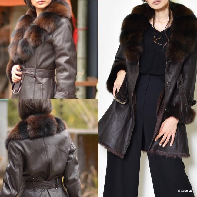 レザーコート レディース ロングコート ブランド フランス製