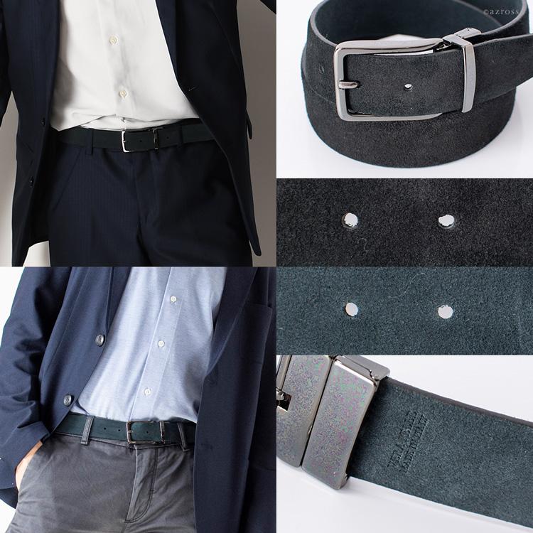 リバーシブル ベルト メンズ イタリア製 レザー 本革 2way バックル