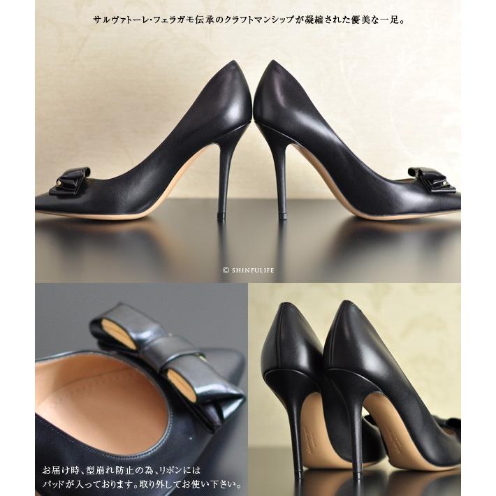 FERRAGAMO（フェラガモ） ポインテッド トゥ パンプス リボン ブラック
