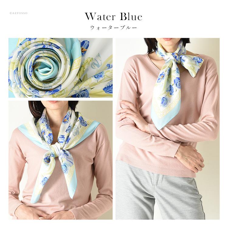 日本製 シルク スカーフ シルク100% 大判 正方形 90cm 横浜スカーフ 花