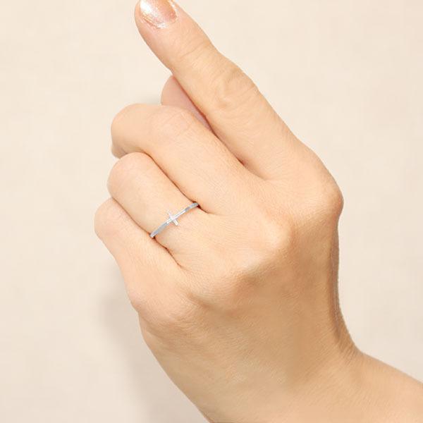 ホワイトゴールド 指輪 ピンキーリング ダイヤモンド クロスリング