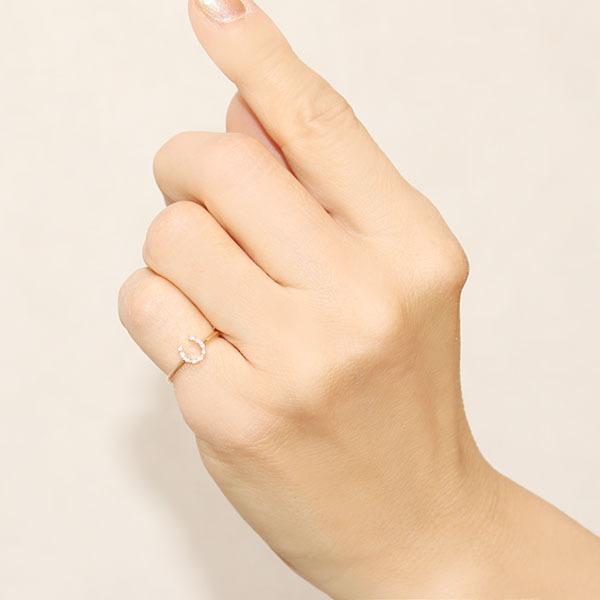 イエローゴールド 指輪 ホースシュー リング ピンキーリング