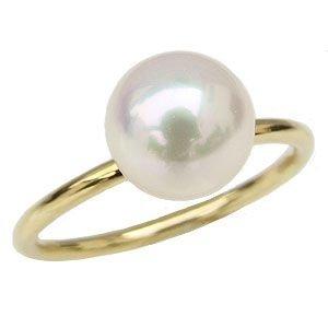 パール リング 普段使い k18 18k 18金 イエローゴールド 真珠指輪