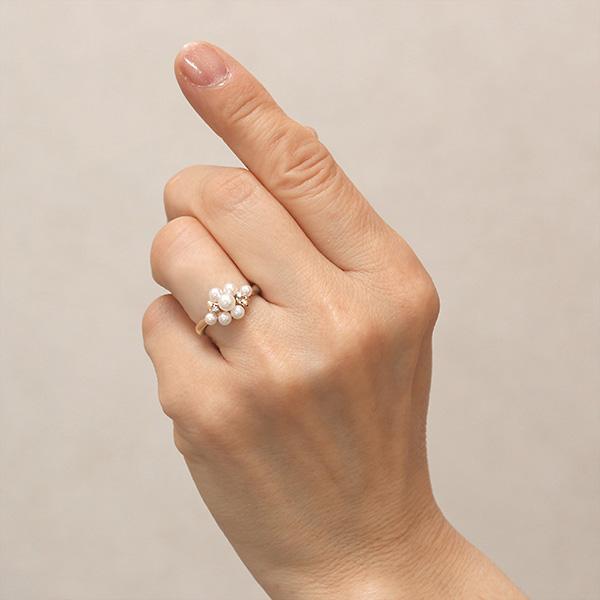 パール リング カジュアル k18 18k 18金 ピンクゴールド 真珠リング